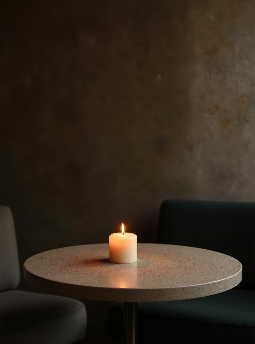 Interior de restaurante a la luz de las velas